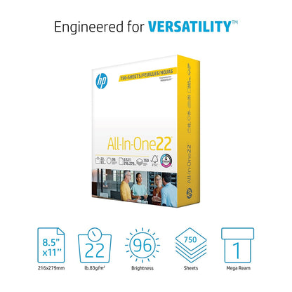 HP Papers | 8.5 x 11 Paper | All In One 22 lb | 1 Mega Ream - 750 Sheets | 96 Bright | Made in USA - FSC Certified | 207750R-UPStoxs